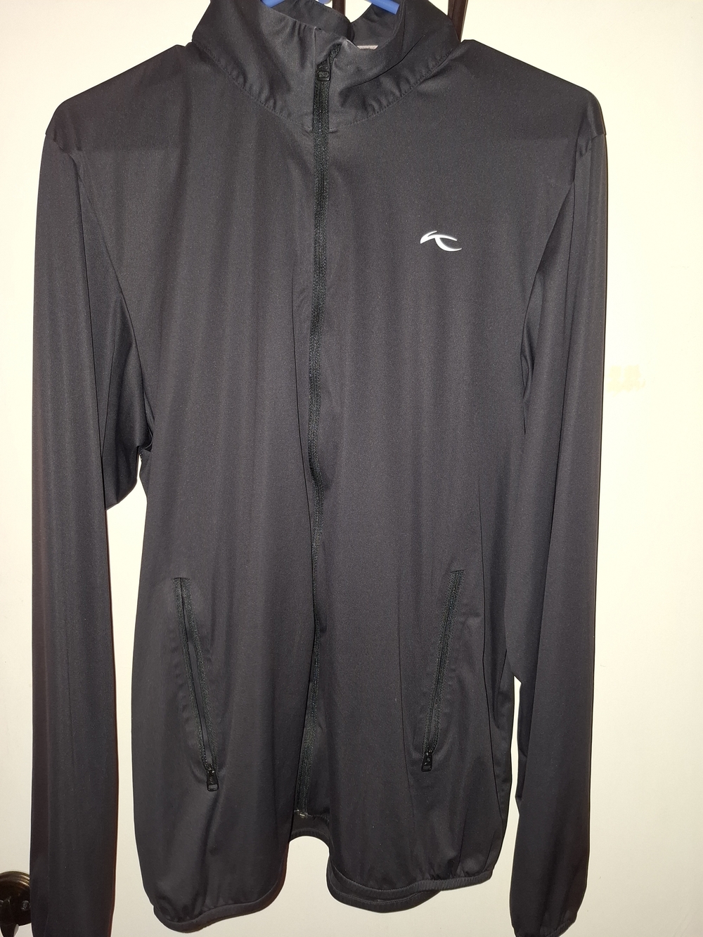 KJUS black full zip activewear jacket mock neck long sleeve logo L